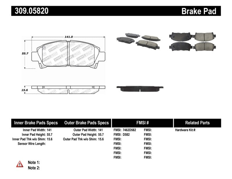 StopTech Performance 92-95 Toyota MR2 Turbo Front Brake Pads