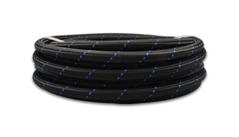 Vibrant -10 AN Two-Tone Black/Blue Nylon Braided Flex Hose (2 foot roll)