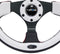 NRG Reinforced Steering Wheel (320mm) Blk w/White Trim & 4mm 3-Spoke