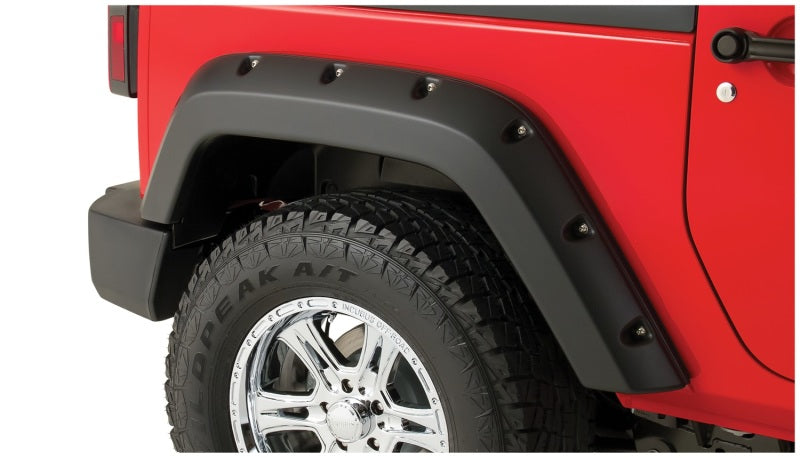 Bushwacker 07-18 Jeep Wrangler Pocket Style Flares 2pc Fits 2-Door Sport Utility Only - Black