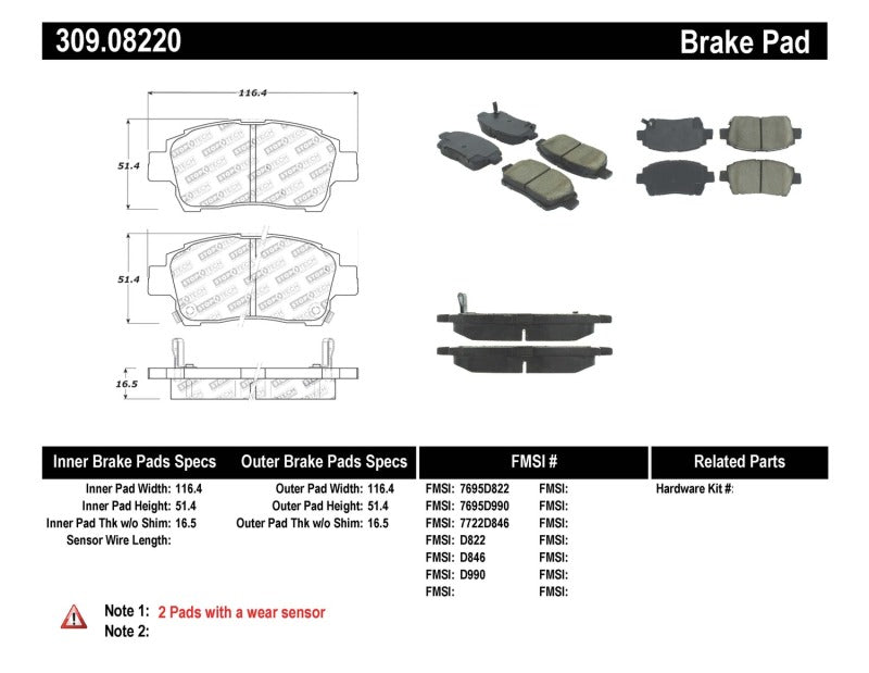 StopTech Performance 00-05 Spyder MR2 / 00 Celica GT / 04-07 xA/xB Front Brake Pads