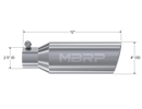 MBRP Universal Tip 4in OD 2.5in Inlet 12in Length Angled Cut Rolled End Clampless No-Weld T304