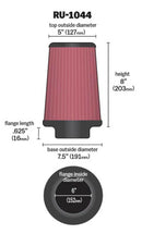 K&N Universal Clamp-On Air Filter 6in FLG / 7-1/2in B / 5in T / 8in H