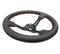 NRG Reinforced Steering Wheel (350mm / 3in. Deep) Black Leather/Red Stitch & Blk 3-Spoke w/Slits