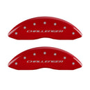 MGP 4 Caliper Covers Engraved Front & Rear Block/Challenger Red finish silver ch