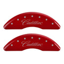 MGP 4 Caliper Covers Engraved Front Cadillac Engraved Rear XTS Red finish silver ch