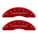MGP 4 Caliper Covers Engraved Front Gen 5/Camaro Engraved Rear Gen 5/SS Red finish silver ch