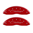 MGP 4 Caliper Covers Engraved Front Cursive/Challenger Engraved Rear RT Red finish silver ch