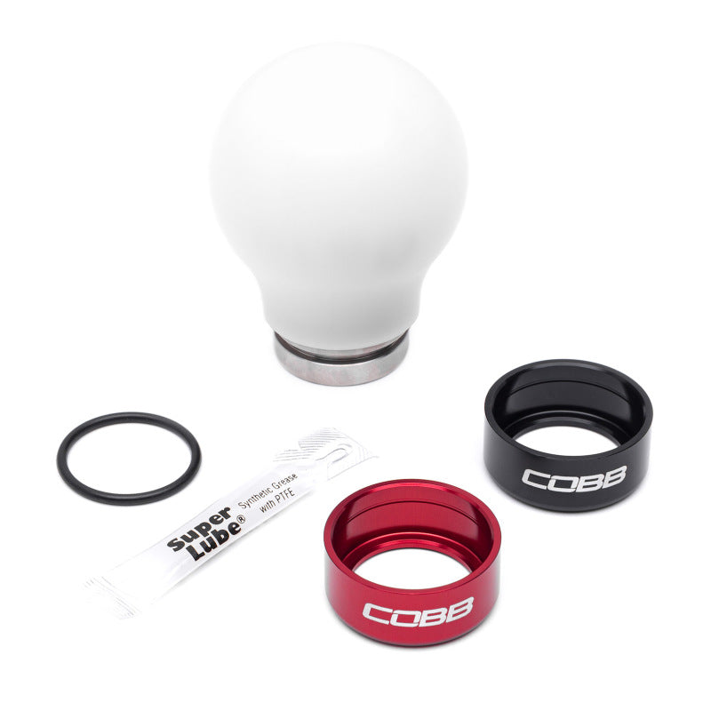 Cobb Subaru 6-Speed Weighted COBB Shift Knob - White (Incl. Both Red + Blk Collars)