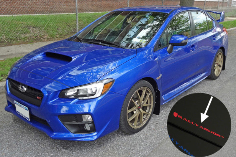 Rally Armor 15-21 Subaru WRX/STI (Sedan ONLY) Black UR Mud Flap w/ Blue Logo