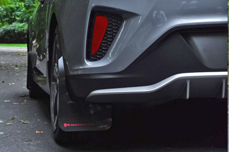 Rally Armor 19-21 Hyundai Veloster Turbo R-Spec Black UR Mud Flap w/ Red Logo