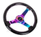 NRG Reinforced Steering Wheel (350mm / 3in. Deep) Classic Blk Sparkle w/4mm Neochrome 3-Spoke Center