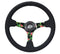 NRG Reinforced Steering Wheel (350mm / 3in. Deep) Black Suede w/ 5mm Floral 3-Spoke Center