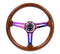 NRG Reinforced Steering Wheel (350mm / 3in. Deep) Brown Wood w/Blk Matte Spoke/Neochrome Center Mark