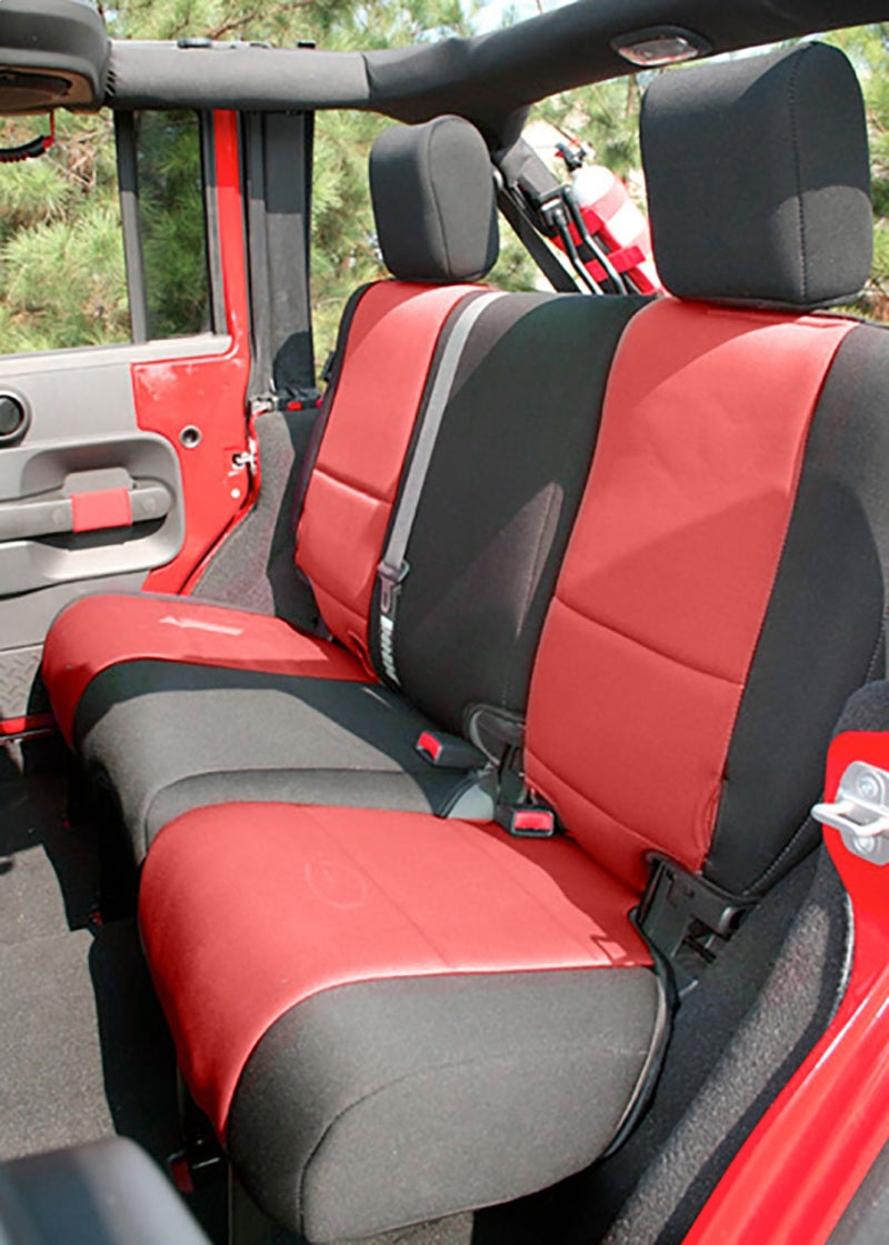 Rugged Ridge Seat Cover Kit Black/Red 07-10 Jeep Wrangler JK 2dr