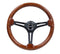 NRG Reinforced Steering Wheel (350mm / 3in. Deep) Brown Wood w/Blk Matte Spoke/Black Center Mark