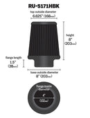 K&N Universal Rubber Filter-Round Tapered 4in Flange ID x 8in Base OD x 6.625in Top OD x 8in H