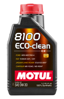 Motul 1L Synthetic Engine Oil 8100 Eco-Clean 0W30 12X1L - C2/API SM/ST.JLR 03.5007 - 1L