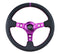 NRG Reinforced Steering Wheel (350mm / 3in. Deep) Black Leather w/Purple Center & Purple Stitching