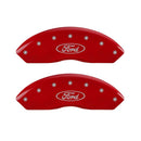 MGP 4 Caliper Covers Engraved Front & Rear Oval logo/Ford Red finish silver ch