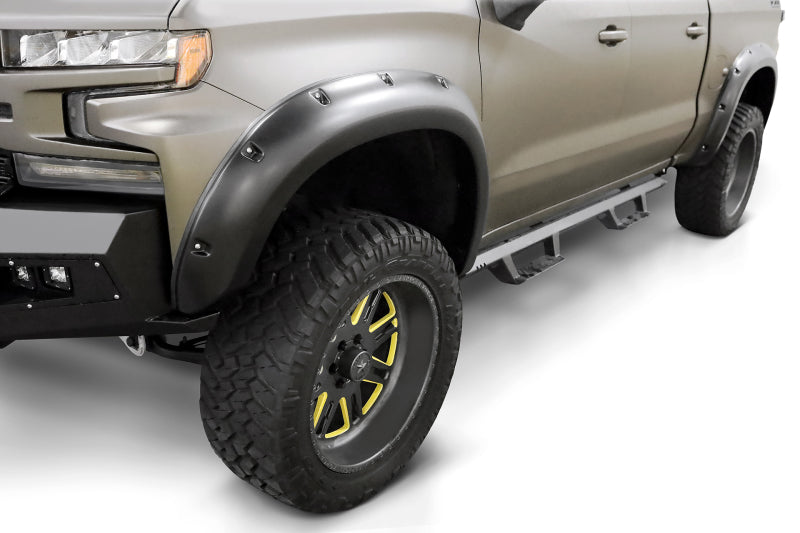 Lund 19-22 GM Silverado/Sierra RX-Flat Smooth Elite Series Fender Flares w/Black Bolts - Black 4pc