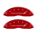 MGP 4 Caliper Covers Engraved Front & Rear With stripes/Challenger Red finish silver ch