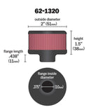 K&N Clamp On Rubber Base Crankcase Vent Filter 0.375in Flange ID x 2in OD x 1.5in Height