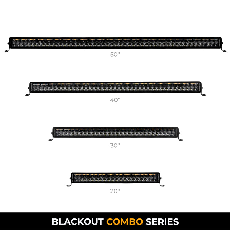 Go Rhino Universal Blackout Combo Series 50in Double Row LED Light Bar w/ Amber Lighting - Black