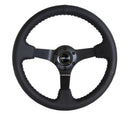 NRG Reinforced Steering Wheel (350mm / 3in. Deep) Bk Leather w/Bk BBall Stitch (Odi Bakchis Edition)