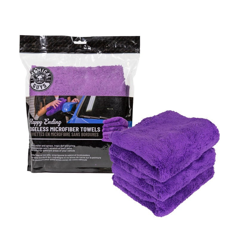 Chemical Guys Ultra Edgeless Microfiber Towel - 16in x 16in - Blue - 3 Pack