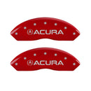 MGP 4 Caliper Covers Engraved Front Acura Engraved Rear TLX Red finish silver ch