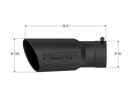 MBRP Universal Tip 6in OD 5in Inlet 15.5in Length 30 Deg Bend Angled Rolled End Black