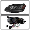 Spyder Volkswagen Golf VII 14-16 Projector Headlights DRL LED Blk Stripe Blk PRO-YD-VG15-BLK-DRL-BK