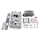 Edelbrock Manifold And Carb Kit Performer Eps Small Block Chevrolet 1957-1986 Natural Finish