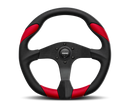 Momo Quark Steering Wheel 350 mm - Black Poly/Black Spokes/Red Inserts