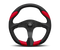 Momo Quark Steering Wheel 350 mm - Black Poly/Black Spokes/Red Inserts