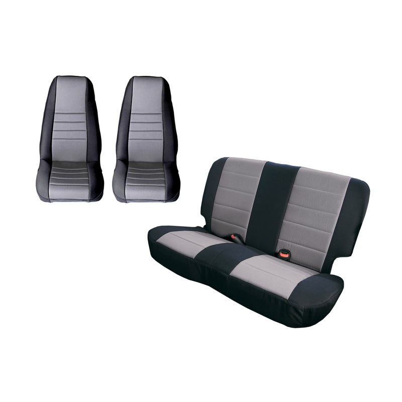 Rugged Ridge Seat Cover Kit Black/Gray 80-90 Jeep CJ/YJ