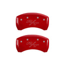 MGP 4 Caliper Covers Engraved Front Cursive/Challenger Engraved Rear RT Red finish silver ch