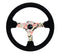 NRG Reinforced Steering Wheel (350mm / 3in. Deep) Blk Suede Floral Dipped w/ Blk Baseball Stitch