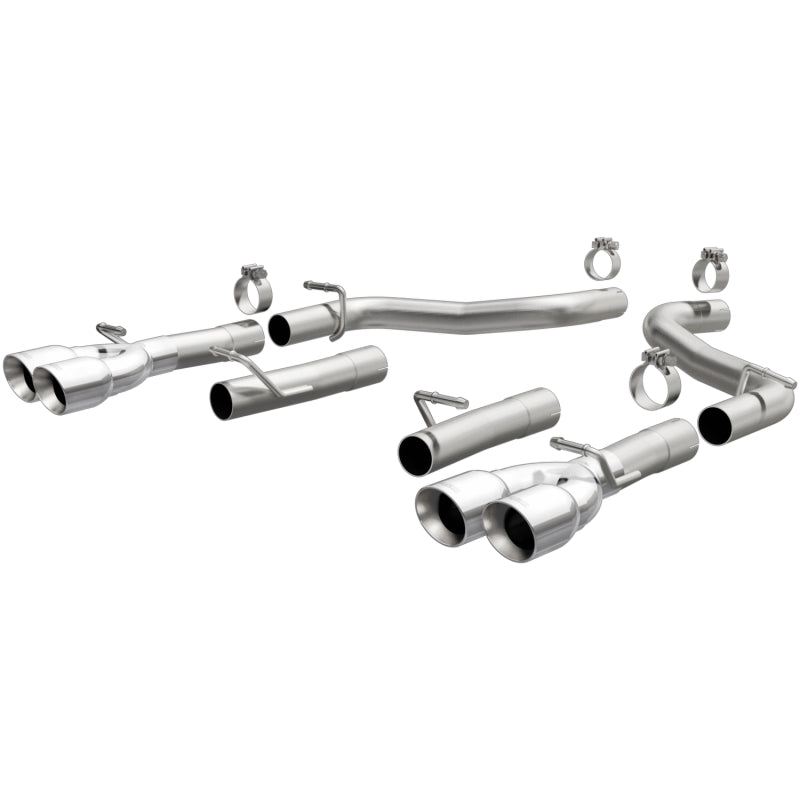 MagnaFlow Axle-Back, SS, 2.5in, Quad Split Rear 3.5in Tip 2015 Dodge Challenger 3.6L V6