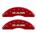 MGP 4 Caliper Covers Engraved Front RAM Engraved Rear RAMHEAD Red finish silver ch