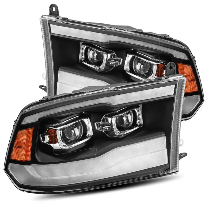 AlphaRex 09-18 Dodge Ram 1500HD PRO-Series Projector Headlights Plank Style Black w/Seq Signal/DRL