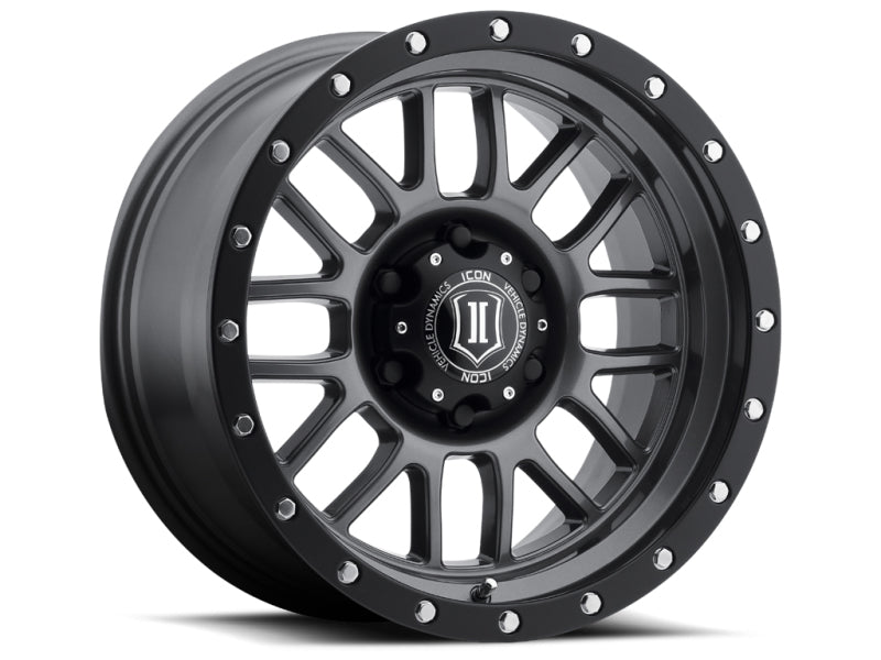 ICON Alpha 17x8.5 5x5 0mm Offset 4.75in BS 71.5mm Bore Gun Metal Wheel