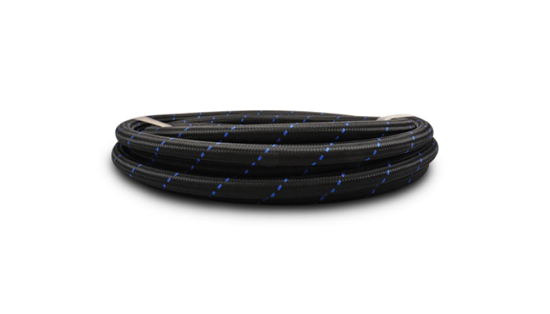 Vibrant -10 AN Two-Tone Black/Blue Nylon Braided Flex Hose (10 foot roll)