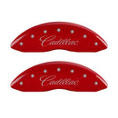 MGP 4 Caliper Covers Engraved Front & Rear Cursive/Cadillac Red finish silver ch
