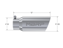 MBRP Universal Tip 5 O.D. Angled Rolled End 4 inlet 12 length