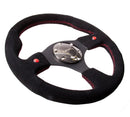 NRG Reinforced Steering Wheel (320mm) Blk Suede w/Dual Buttons