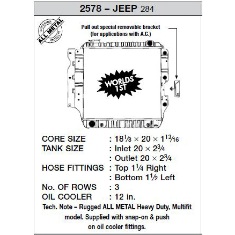 CSF 87-02 Jeep Wrangler 2.5L OEM Plastic Radiator