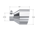 MBRP Universal T304 Stainless Steel Tip 2.5in ID / 5in OD Out / 6.5in Length Angle Cut Single Wall